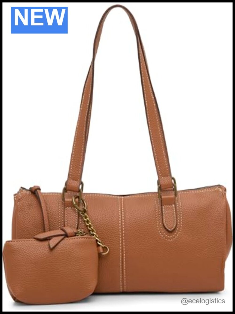 Faux Leather Top-Handle Satchel Purse with Zipper, 13.5"W